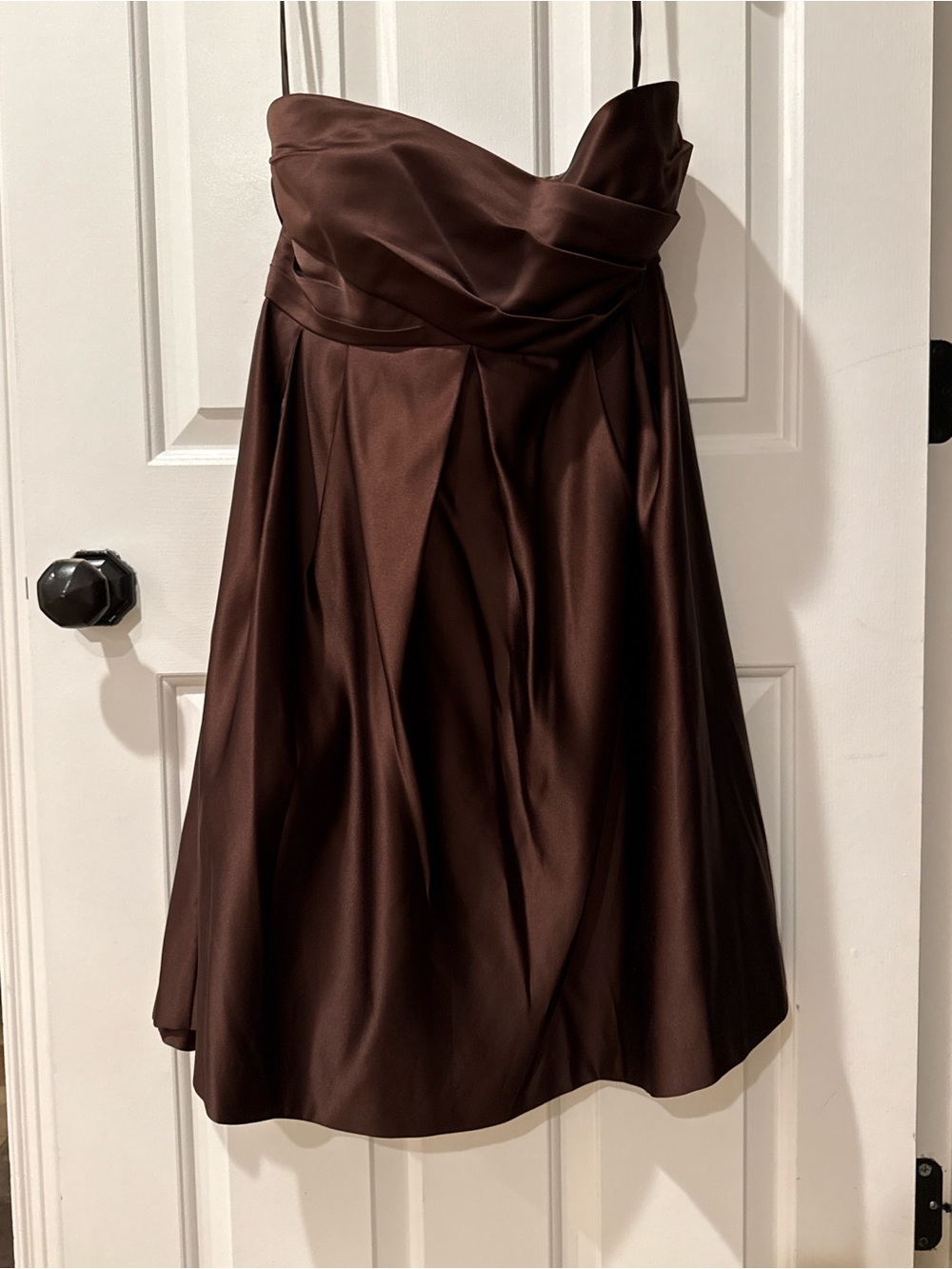 Melissa Sweet Brown Satin Strapless Cocktail Dress Size 16